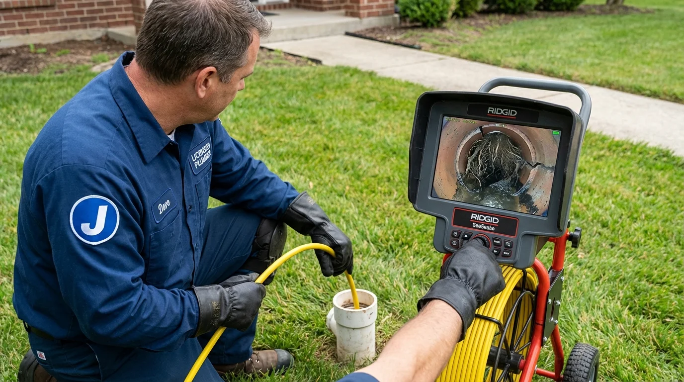 Sewer camera inspection being performed by Johns Plumbing LLC in Maysville
